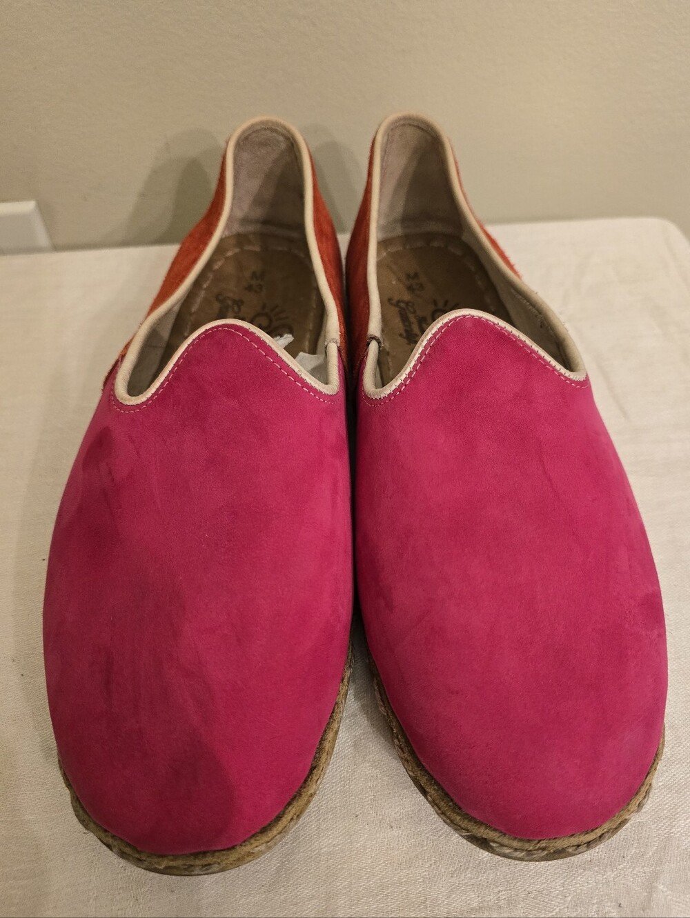 Sabah Unisex Suede Slip-On Loafers in Fuchsia & Rust Size 43 In Excellent Cond - Picture 6 of 8